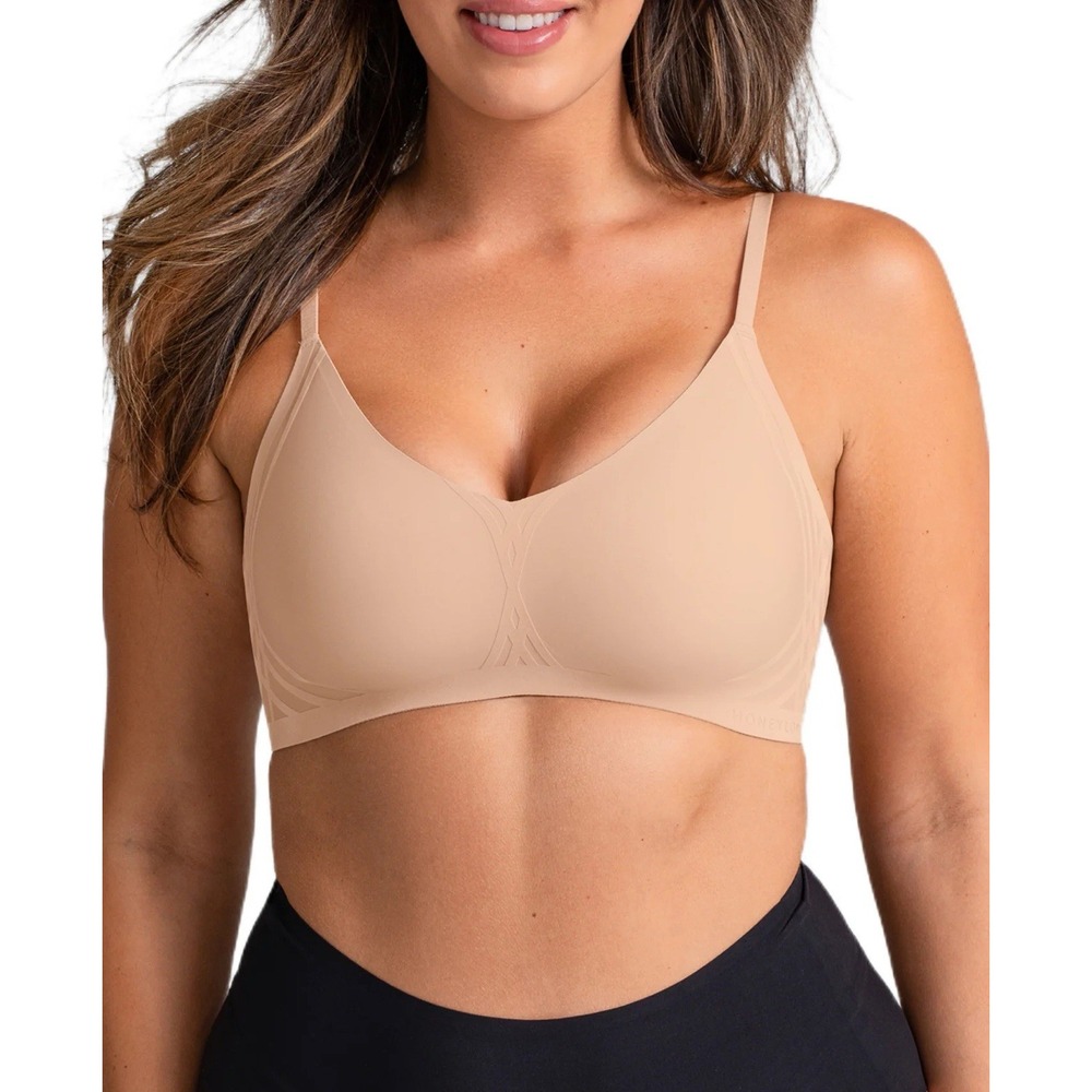 HONEYLOVE Liftwear Silhouette Bra Padded‎ Wireless Sand Tan Women's Size large L